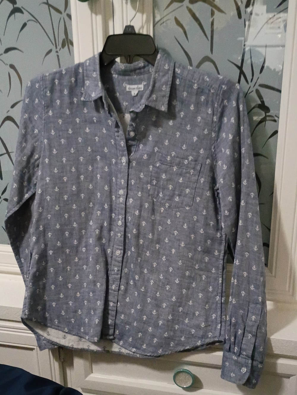 Steven Alan Blue Anchor-Print Button-Down Shirt